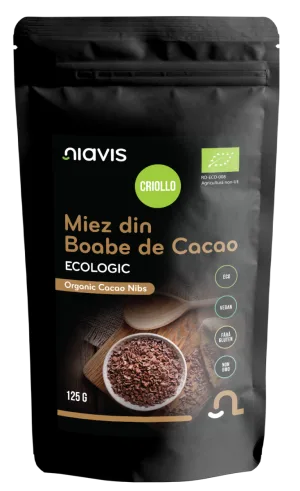 Miez din boabe de cacao ecologice, 125g, Niavis