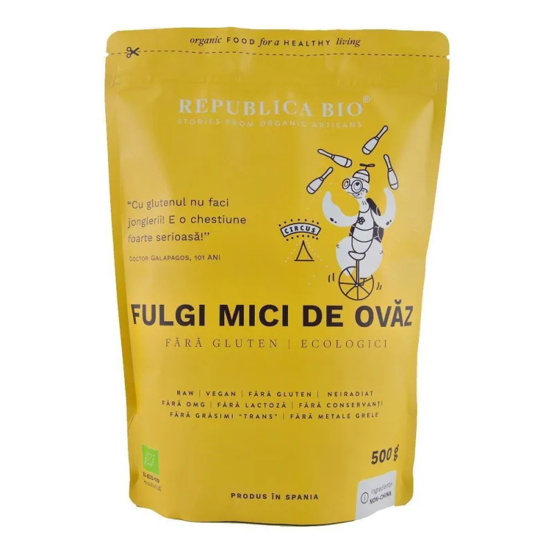 Fulgi de ovaz mici fara gluten, 500g, Republica Bio — preț și oferte