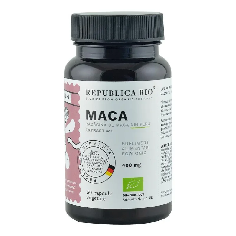 Maca ecologica Extract, 60 capsule, Republica Bio — preț și oferte