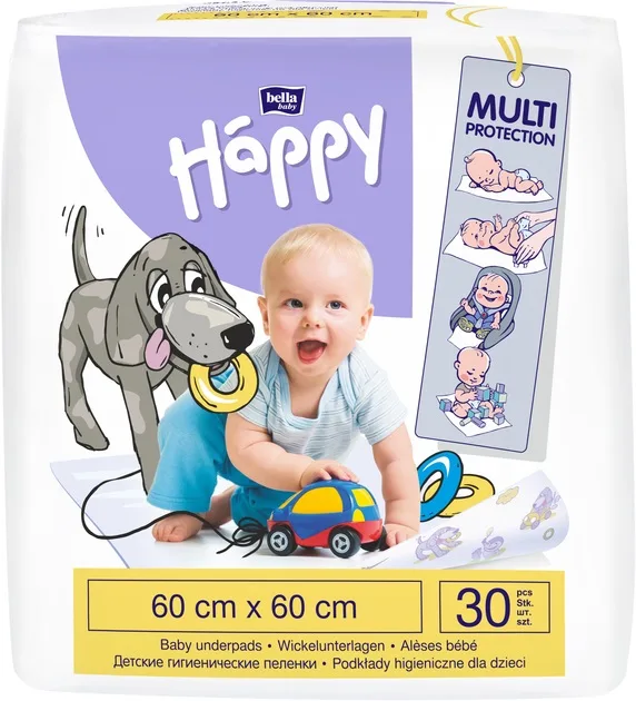 Aleze igienice absorbante Happy 60x60cm, 30 bucati, Bella Baby — preț și oferte