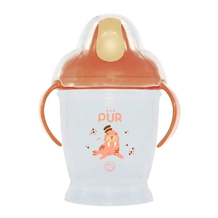 Cana de baut cu cioc dur, +6 luni, piersica, PUR PUR BABY — preț și oferte
