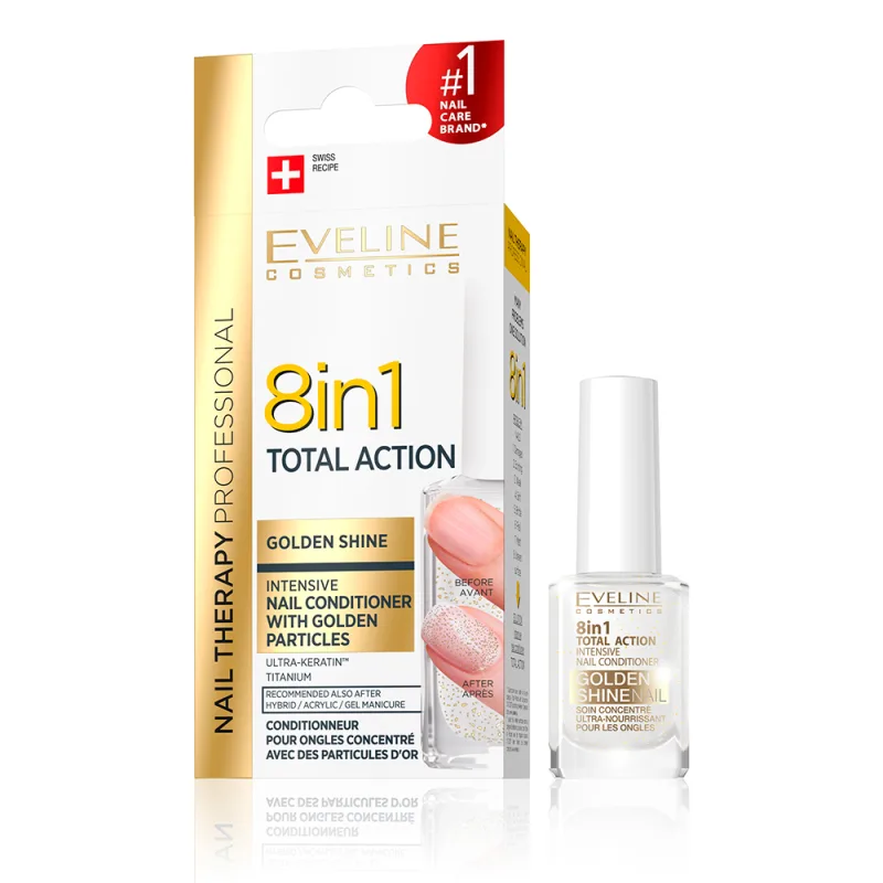Tratament profesional 8 in 1 Golden Shine Nail Therapy, 12ml, Eveline Cosmetics — preț și oferte