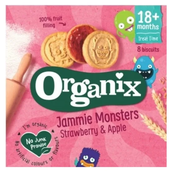 Biscuiti cu gem de capsuni si mere Goodies +18 luni Bio, 64g, Organix — preț și oferte