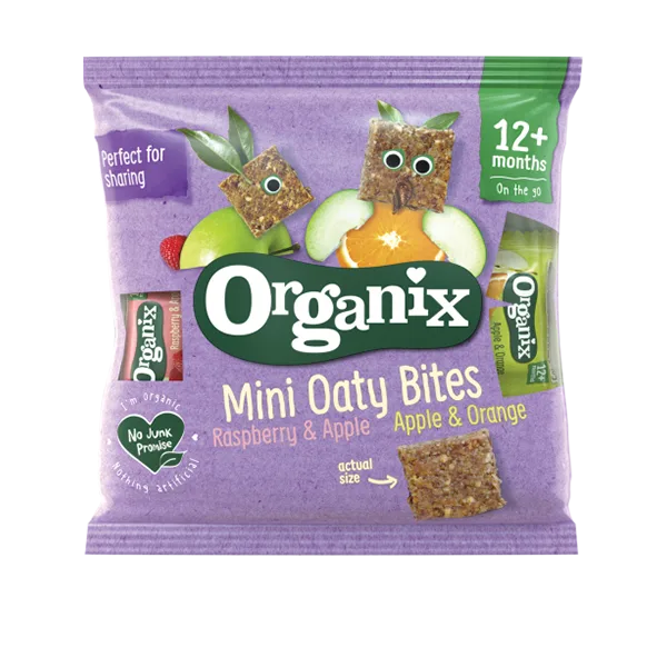 Minibatoane cu ovaz + mere + portocale si zmeura +12 luni Bio, 110g, Organix — preț și oferte