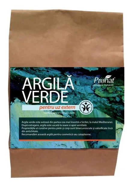Argila verde cu pulbere fina pentru uz extern, 500g, Pronat — preț și oferte