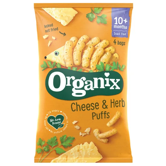 Snack din porumb cu branza si patrunjel +10 luni Bio, 60g, Organix — preț și oferte