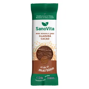Mini rondele din orez cu cacao, 24g, SanoVita