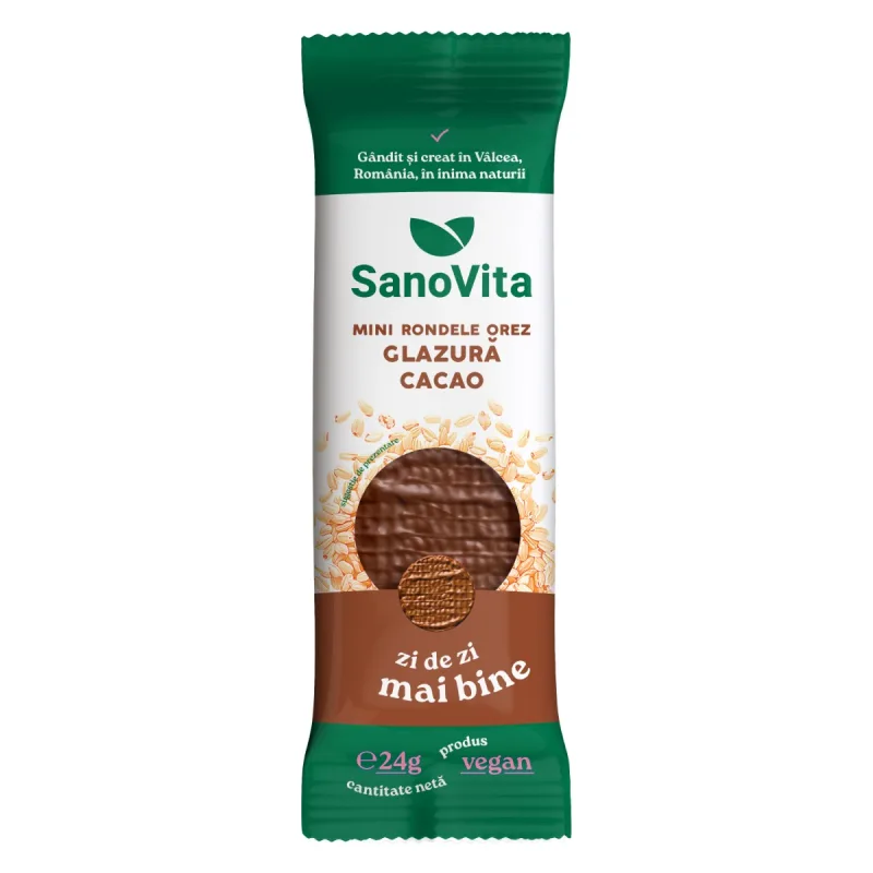 Mini rondele din orez cu cacao, 24g, SanoVita — preț și oferte