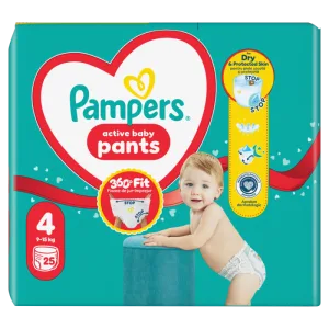 Scutece Active Baby Pants pentru 9-15 kg Marimea 4, 25 bucati, Pampers