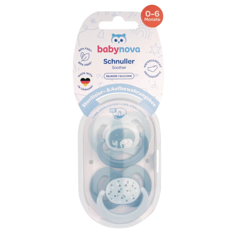 Suzete multicolore cu inel Talia 1+ Steribox, 2 bucati, Baby Nova — preț și oferte