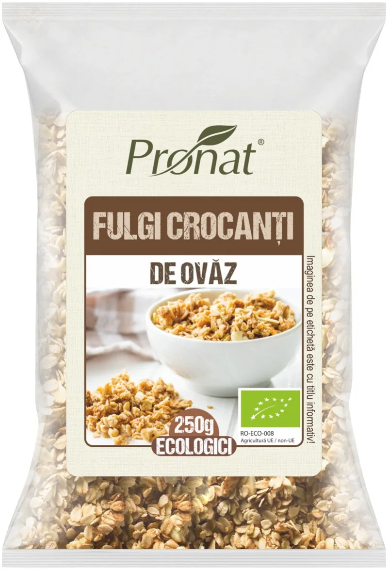 Fulgi crocanti din ovaz Bio, 250g, Pronat — preț și oferte
