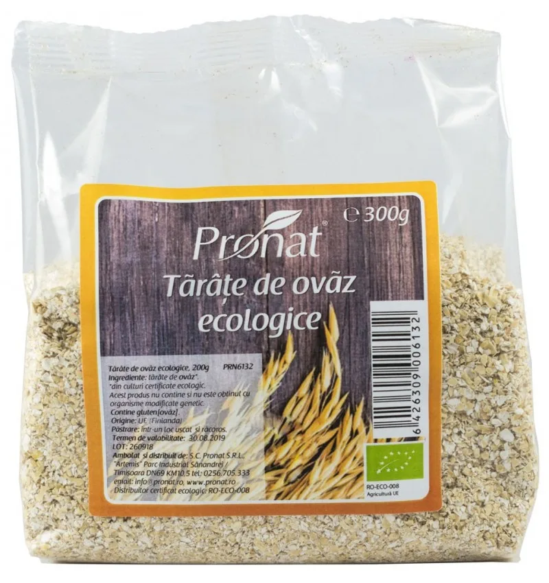 Tarate de ovaz Bio, 300g, Pronat — preț și oferte
