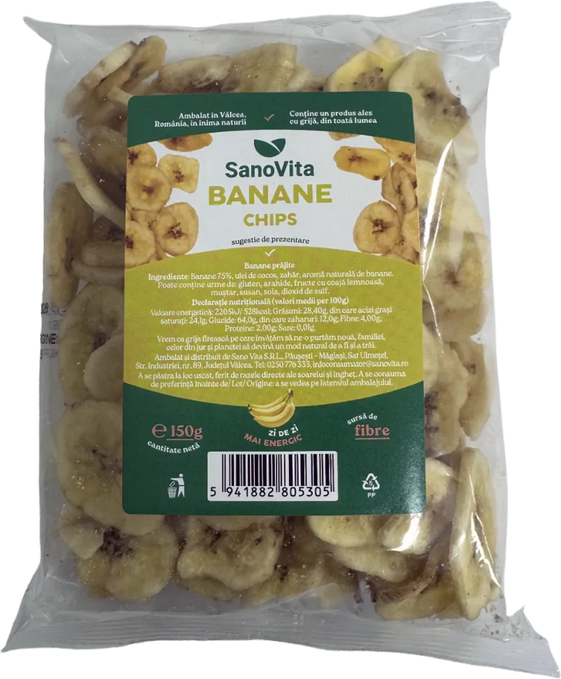 Chips de banana, 150g, SanoVita — preț și oferte
