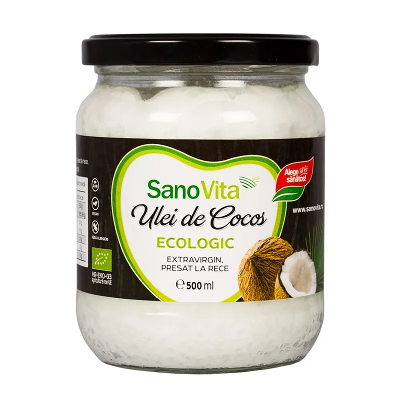 Ulei de cocos Eco extravirgin, 500ml, SanoVita — preț și oferte