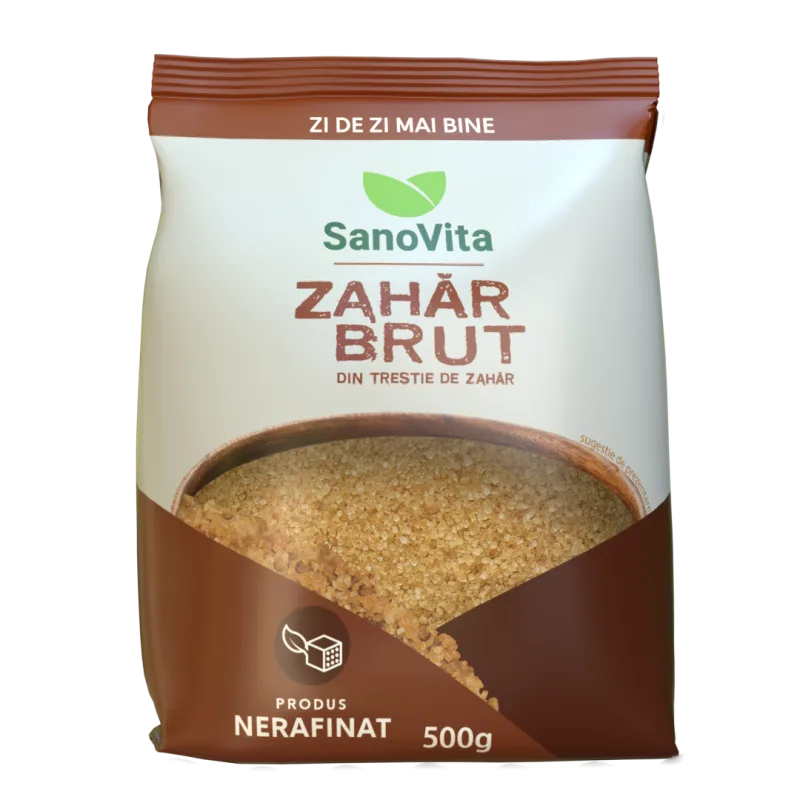 Zahar brut din trestie de zahar, 500g, SanoVita — preț și oferte