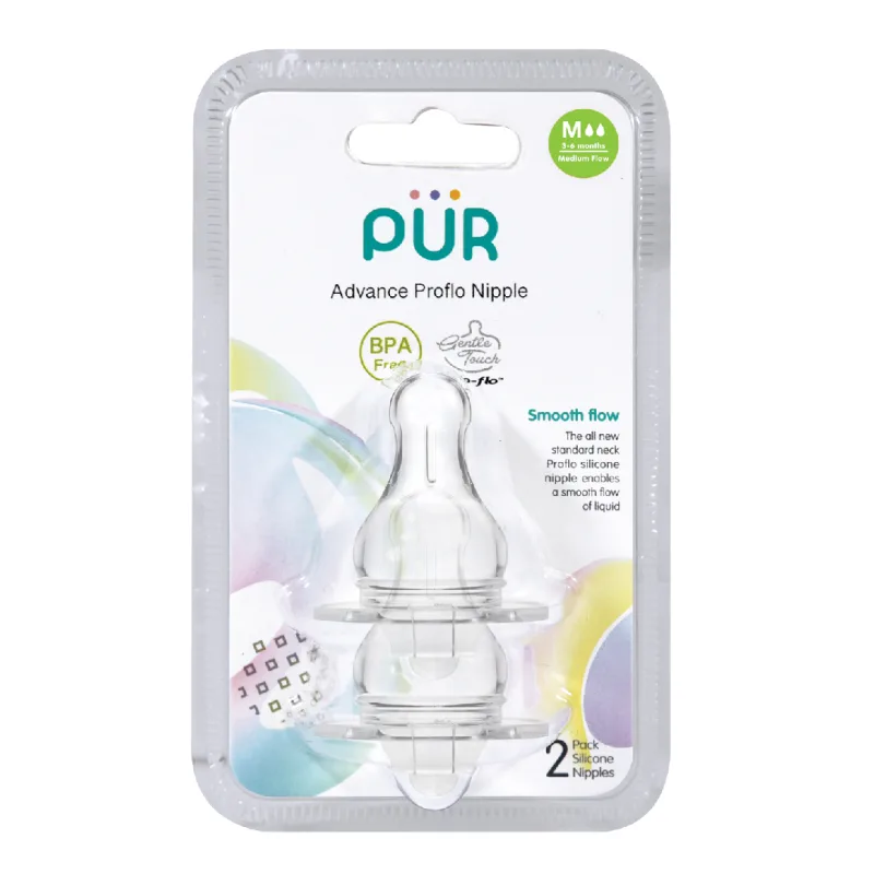 Set 2 tetine silicon advanced, marime M, 3-6 luni, PUR PUR BABY — preț și oferte