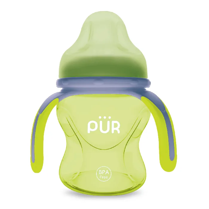 Cana cu prindere multipla 150ml, verde, +6 luni, PUR PUR BABY — preț și oferte