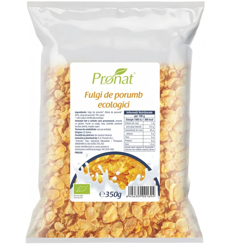 Fulgi de porumb Bio, 350g, Pronat — preț și oferte