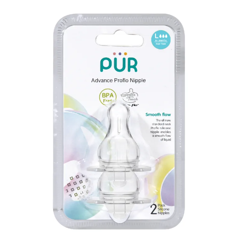 Set 2 tetine silicon advanced, marime L, +6 luni, PUR PUR BABY — preț și oferte