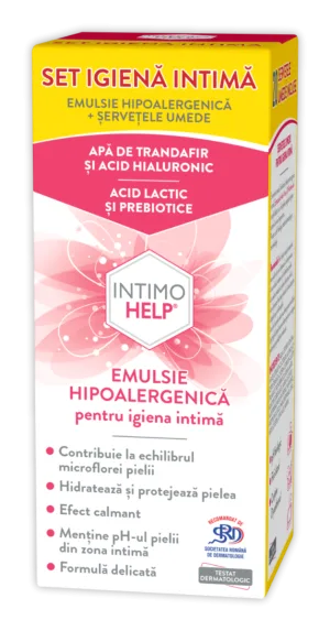 Pachet Emulsie hipoalergenica pentru igiena intima Intimohelp 400ml + Servetele umede 20 bucati Gratuit, Zdrovit