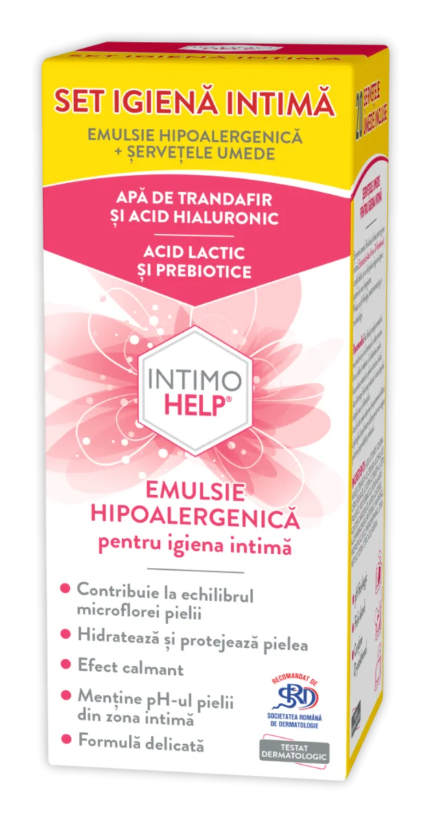 Pachet Emulsie hipoalergenica pentru igiena intima Intimohelp 400ml + Servetele umede 20 bucati Gratuit, Zdrovit — preț și oferte