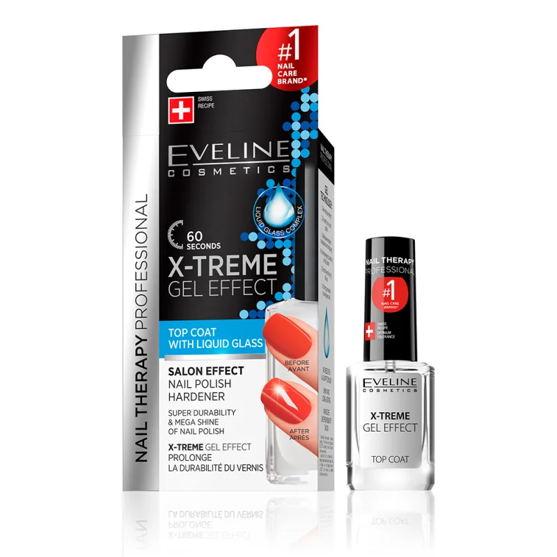 Tratament gel efect Top Coat X-treme Nail Therapy, 12ml, Eveline Cosmetics — preț și oferte