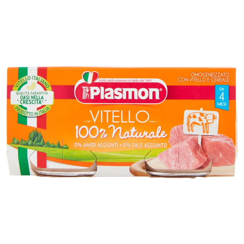 Piure din carne de vitel fara gluten, 2 x 80g, Plasmon — preț și oferte