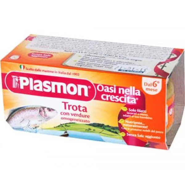 Piure omogenizat de pastrav cu legume 6 luni+, 2 x 80g, Plasmon — preț și oferte