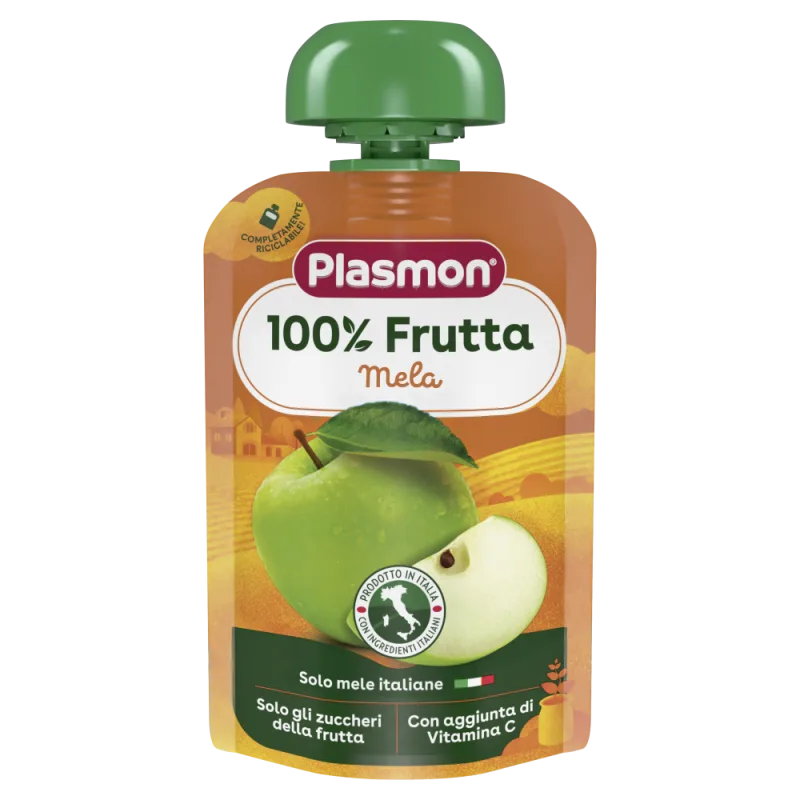 Piure din pulpa de mere si banane cu vitamina C, 100g, Plasmon — preț și oferte