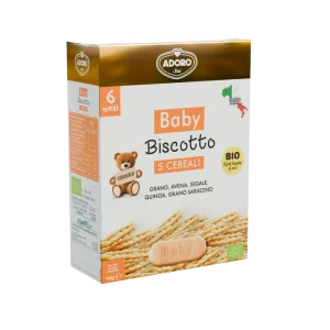 Biscuiti pentru bebelusi Bio 5 Cereale, 100g, Adoro Bimbi