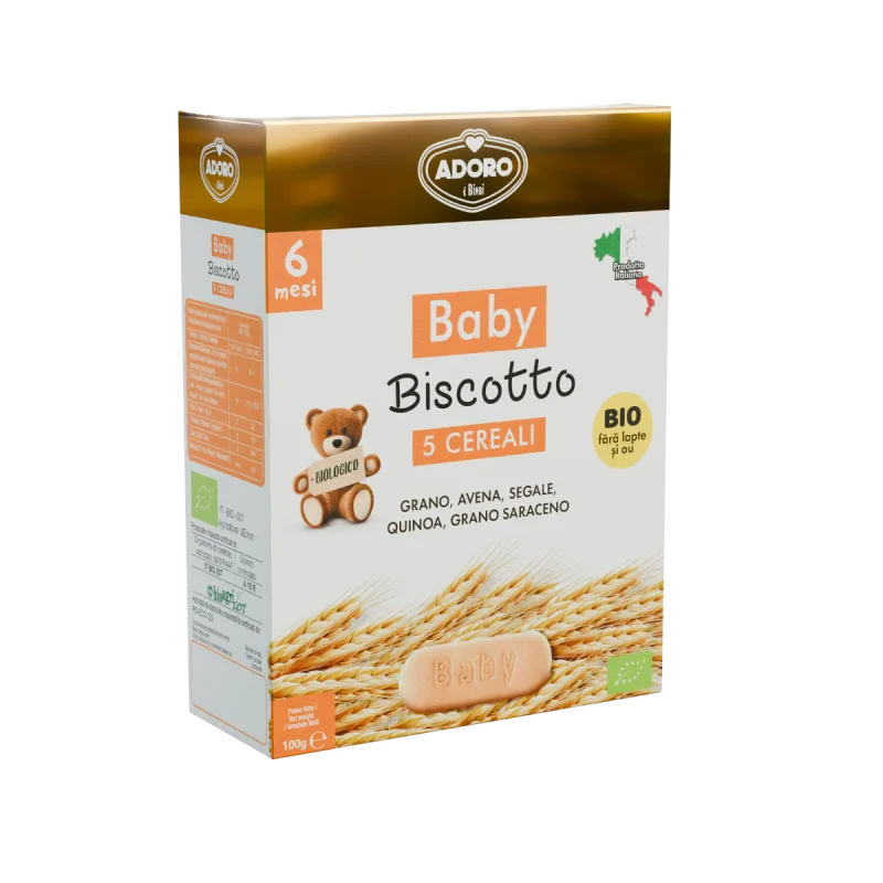 Biscuiti pentru bebelusi Bio 5 Cereale, 100g, Adoro Bimbi — preț și oferte