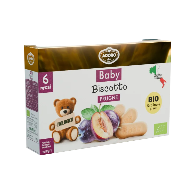 Biscuiti cu prune Bio 6 luni+, 2 x 125g, Adoro Bimbi — preț și oferte