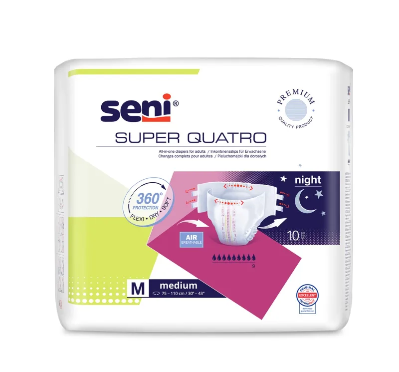Scutece cu sistem inchis Super Quatro Medium, 10 bucati, Seni — preț și oferte