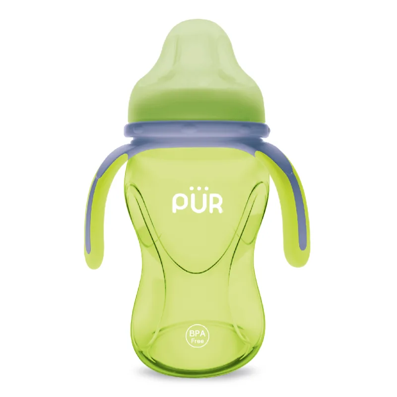 Cana cu prindere multipla, +6luni, verde, 250ml, PUR PUR BABY — preț și oferte
