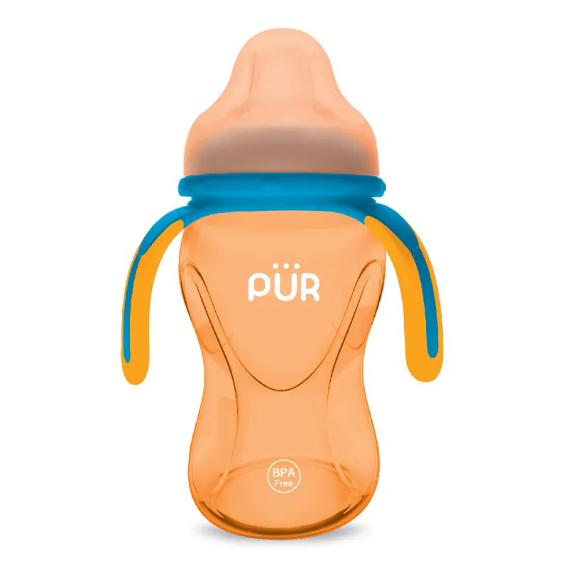 Cana cu prindere multipla, +6luni, portocaliu, 250ml, PUR PUR BABY — preț și oferte