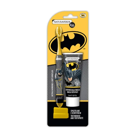Set periuta si pasta de dinti copii Batman, 25ml, Naturaverde — preț și oferte