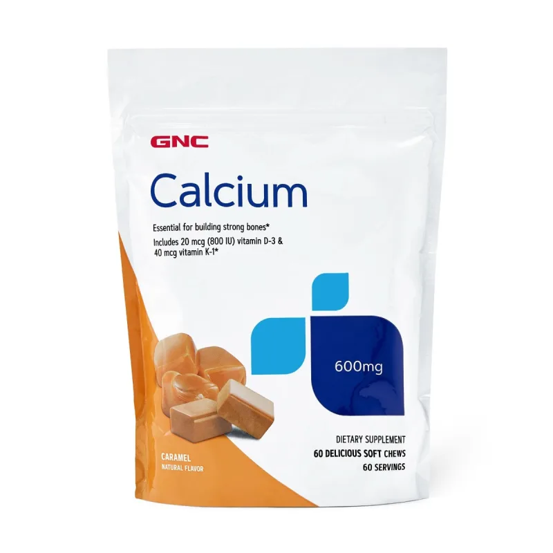Calciu caramele cu aroma naturala de caramel, 600mg, GNC — preț și oferte
