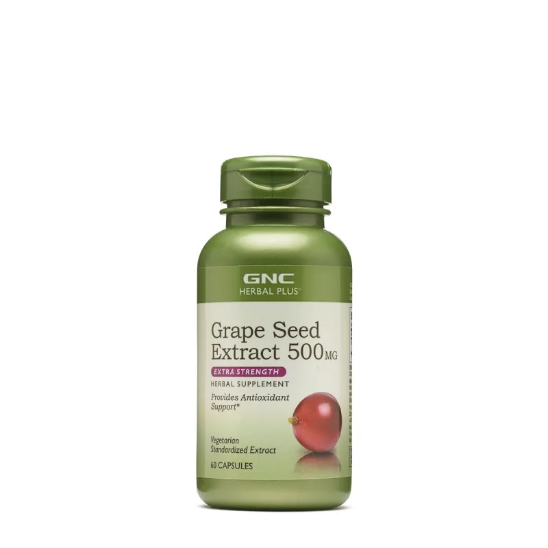 Extract din seminte de struguri 500mg Herbal Plus, 60 capsule, GNC — preț și oferte