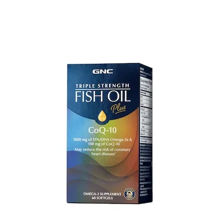 Ulei de peste si coenzima Q-10 Triple Strength, 60 capsule, GNC — preț și oferte