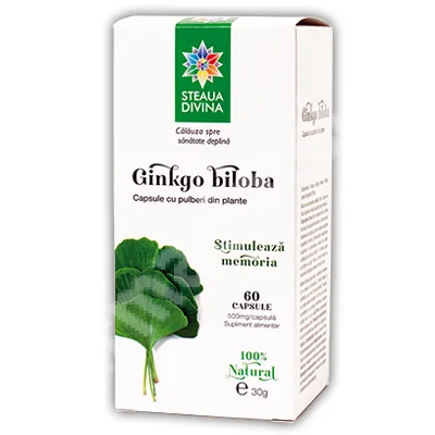 Ginkgo Biloba 500mg, 60 capsule, Steaua Divina — preț și oferte