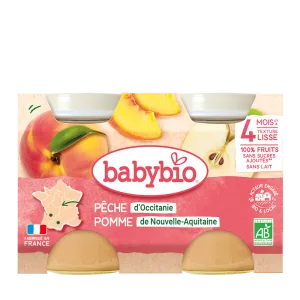Piure din piersici si mere Bio, 2 x 130g, BabyBio