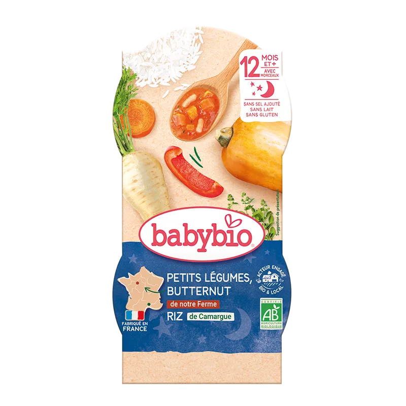 Meniu bio piure din legume si orez +12 luni, 2 x 200g, BabyBio — preț și oferte