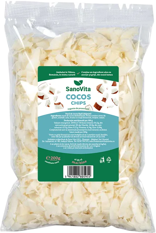 Cocos chips, 200g, SanoVita — preț și oferte