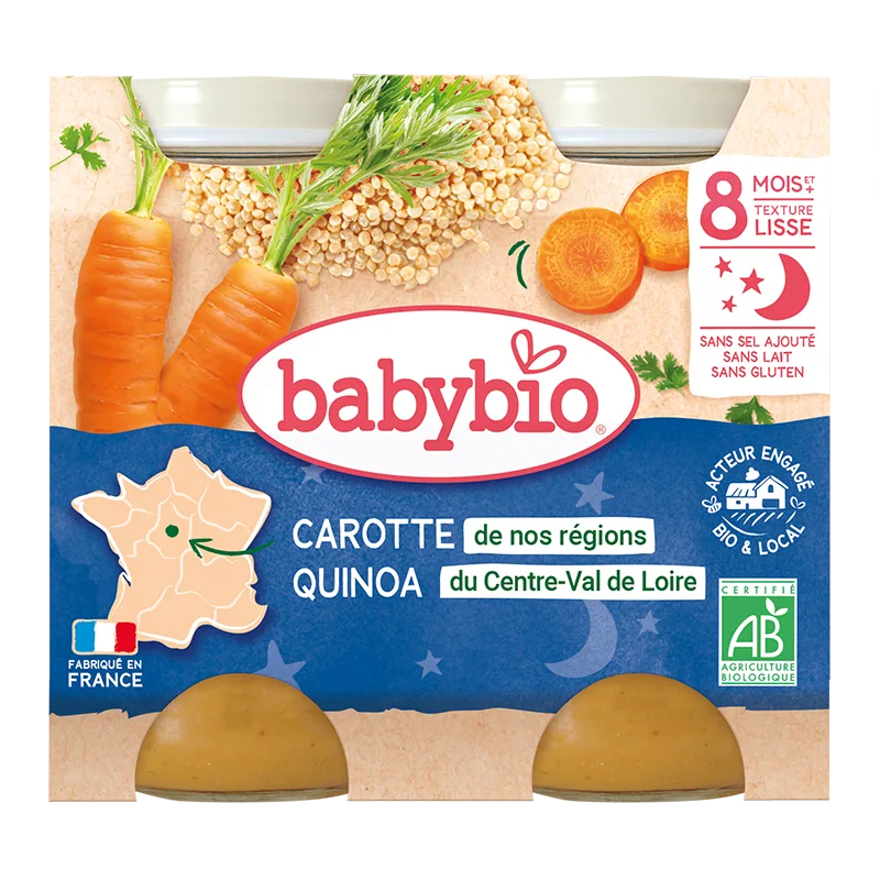 Crema de morcovi si quinoa Bio, 2 x 200g, BabyBio — preț și oferte