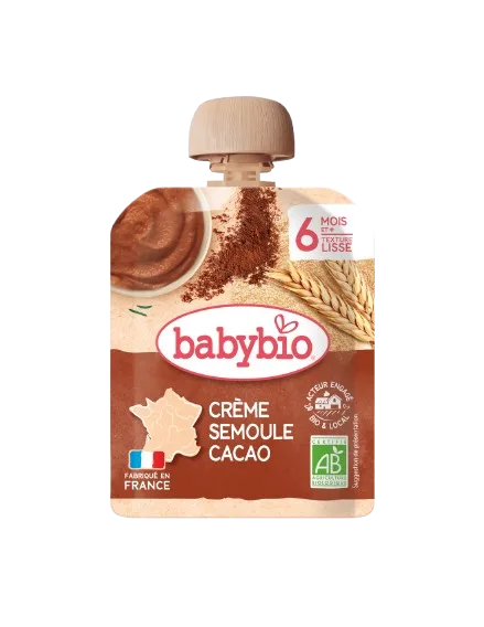 Desert crema din gris si cacao Bio, 85g, BabyBio — preț și oferte
