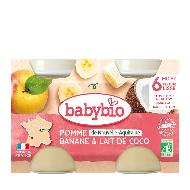 Desert din mere, banane si cocos, 2 x 130g, BabyBio — preț și oferte