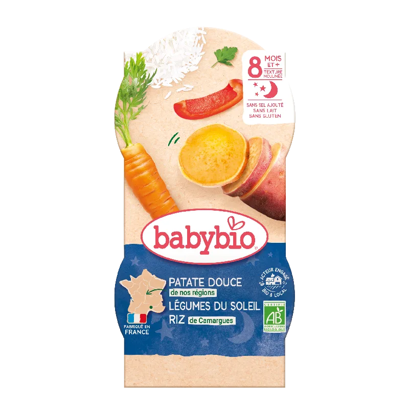 Meniu eco din cartofi dulci si legume +8luni, 2 x 200g, BabyBio — preț și oferte