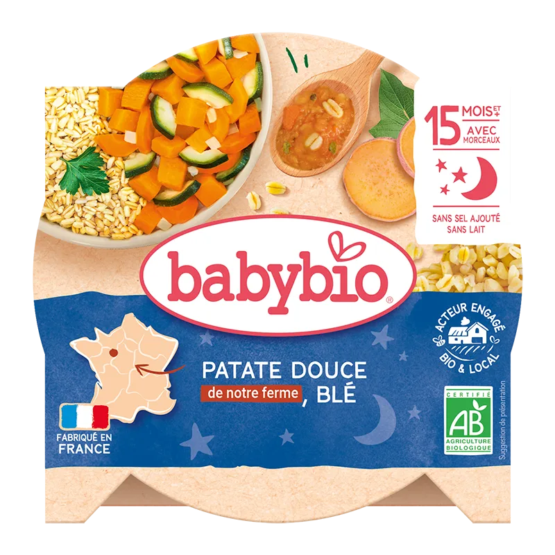 Meniu cu legume, cartof dulce si grau Bio, 260g, BabyBio — preț și oferte