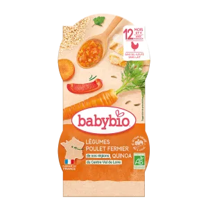 Meniu din legume cu legume, quinoa si carne de pui +12luni, 2 x 200g, BabyBio