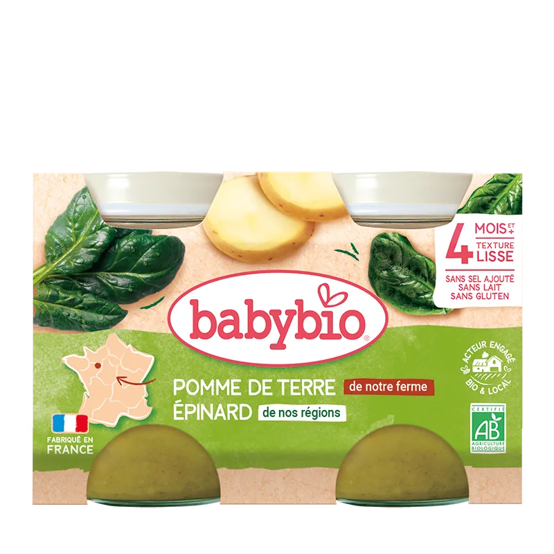 Piure de cartofi si spanac Bio, 2 x 130g, BabyBio — preț și oferte